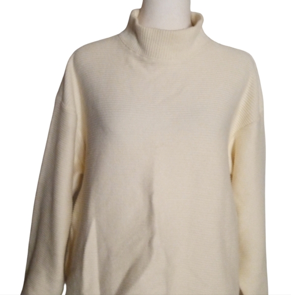 Madewell Antique Cream Beer Funnel Neck Chunky Knit Women Sweater Large - Picture 5 of 12